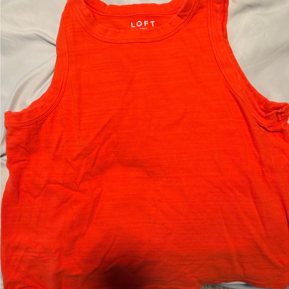 LOFT Bright Orange Ribbed Tank Top